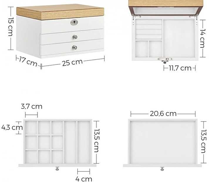 0095 Papuošalų dėžutė su raktu